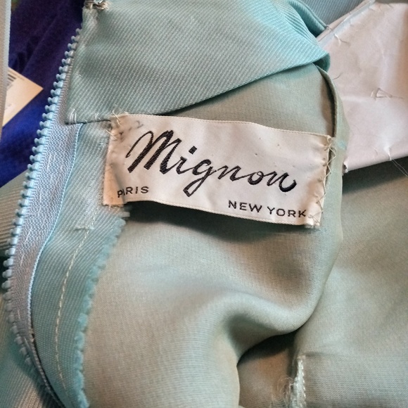 Mignon Paris New York Light Blue Silk Dress, SZ 2 - Picture 6 of 8